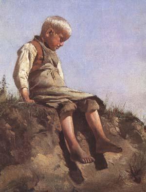 Franz von Lenbach Young boy in the Sun (mk09) oil painting picture